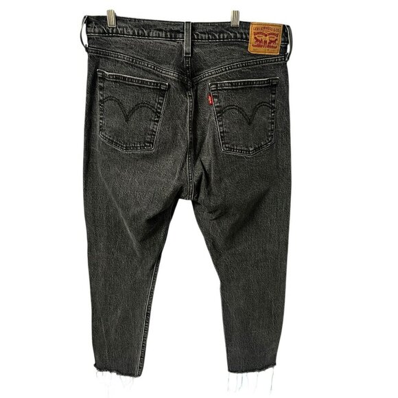Levis 501 Original Fit Black Button-Fly Distressed Denim Jeans, ANKLE, BEACH BUM - Picture 2 of 6